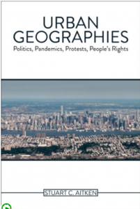 image shows cover of book with title "Urban Geographies: Politics, Pandemics, Protests, People's Rights"